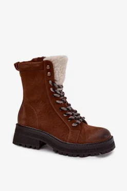 Damskie Boto Botki Trapery Damskie Z Eko Skóry Camel Bellora