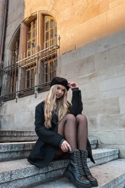 New Boto Botki Trapery Damskie Z Eko Skóry Czarne Bellora Czarny