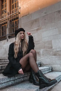 New Boto Botki Trapery Damskie Z Eko Skóry Czarne Bellora Czarny