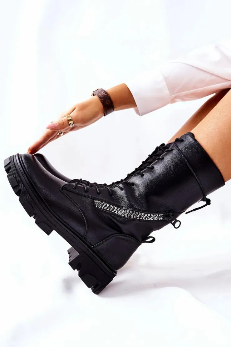 Clearance Buty Sergio Leone Botki Trapery Glany Sergio Leone TR747 Czarne