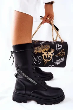 Clearance Buty Sergio Leone Botki Trapery Glany Sergio Leone TR747 Czarne