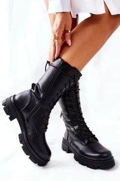 Clearance Buty Sergio Leone Botki Trapery Glany Sergio Leone TR747 Czarne