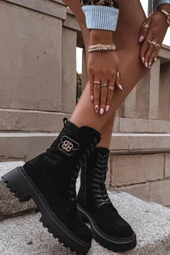 Damskie Boto Botki Wokrery Damskie Z Ozdobnym Elementem Ocieplane Czarne Kalindra