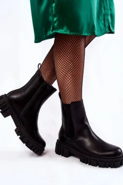 Damskie Cross Jeans Botki Workery KK2R4069C Czarne