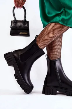 Damskie Cross Jeans Botki Workery KK2R4069C Czarne