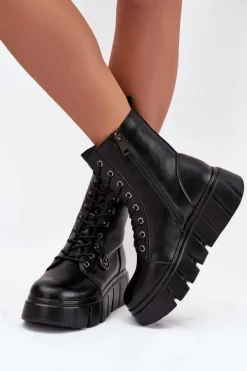 Buty damskie Vinceza Botki Ocieplane|Botki Na Koturnie*Botki Workery Damskie Na Platformie Ocieplane Vinceza 58588 Czarne Czarny