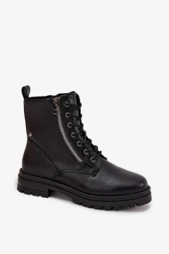 Boto Botki Ocieplane|Botki Sznurowane*Botki Workery Damskie Ocieplane Czarne Ivonelle