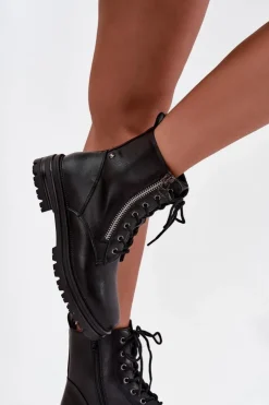 Boto Botki Ocieplane|Botki Sznurowane*Botki Workery Damskie Ocieplane Czarne Ivonelle