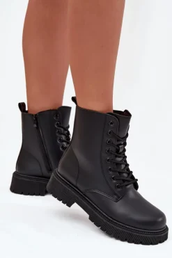 Clearance Evento Botki Workery Damskie Ocieplane Na Zamek Czarne Tavera