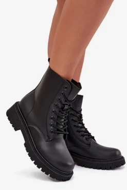 Clearance Evento Botki Workery Damskie Ocieplane Na Zamek Czarne Tavera