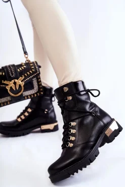 Boto Botki Skórzane|Botki Sznurowane*Botki Workery Lewski Shoes 3243 Czarne