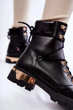 Boto Botki Skórzane|Botki Sznurowane*Botki Workery Lewski Shoes 3243 Czarne