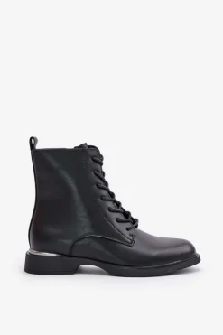 Buty damskie Vinceza Botki Sznurowane|Czarne Botki*Botki Workery Ocieplane Damskie Skóra Naturalna Vinceza 66691 Czarne