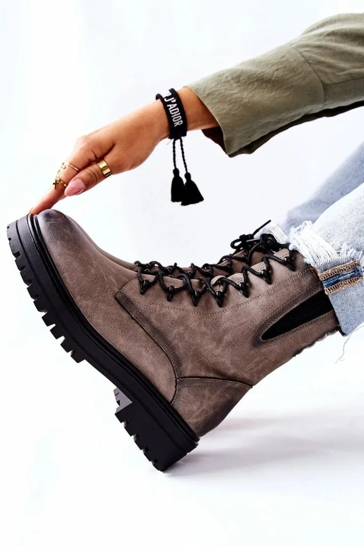 Buty Sergio Leone Botki Workery Ocieplane Sergio Leone Szare TR756