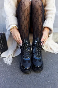 Damskie Boto Botki Workery Z Klamrą Czarne Devera