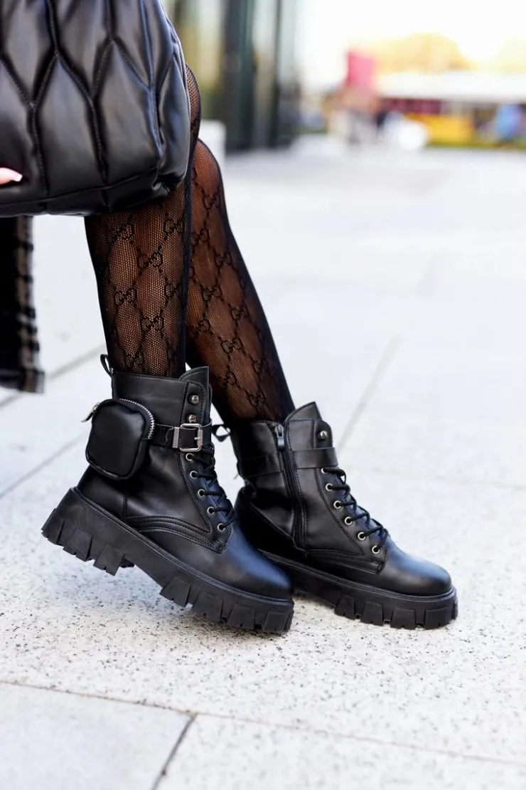 Sale Boto Botki Workery Z Nerką Czarne Olenisse