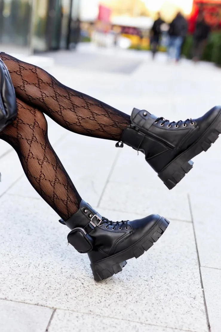 Sale Boto Botki Workery Z Nerką Czarne Olenisse