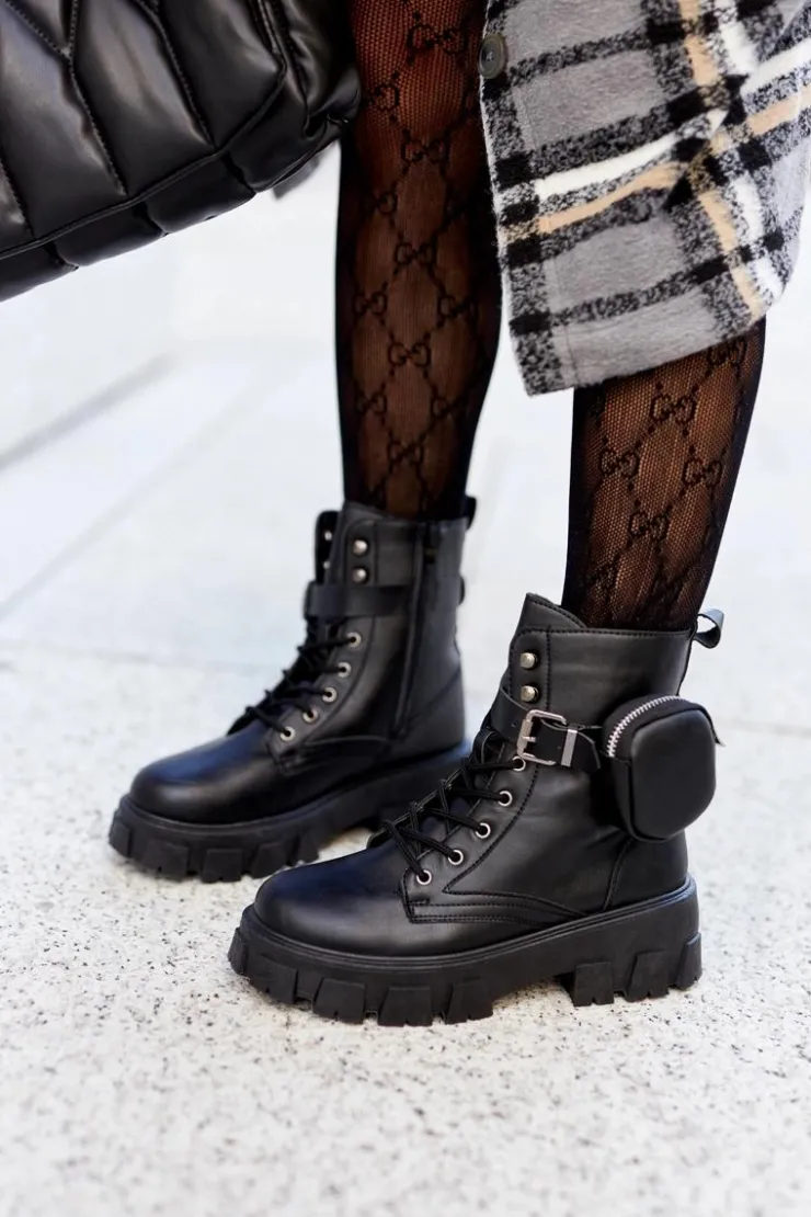 Sale Boto Botki Workery Z Nerką Czarne Olenisse