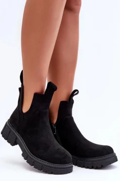 Boto Botki Wiosenne|Czarne Botki*Botki Workery Z Wycięciem Czarne Heaven