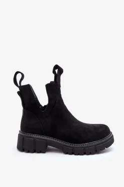 Boto Botki Wiosenne|Czarne Botki*Botki Workery Z Wycięciem Czarne Heaven