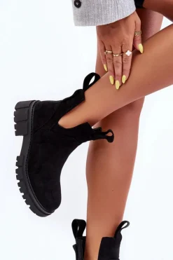 Boto Botki Wiosenne|Czarne Botki*Botki Workery Z Wycięciem Czarne Heaven