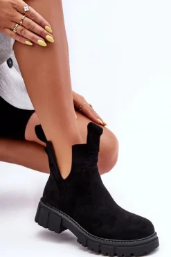Boto Botki Wiosenne|Czarne Botki*Botki Workery Z Wycięciem Czarne Heaven