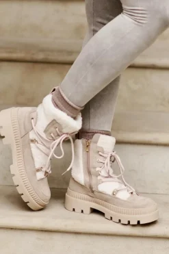 New Boto Botki Z Futerkiem Typu Baranek Beżowe Merilana Beżowy