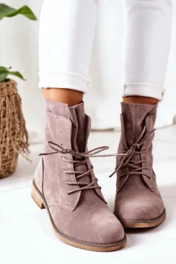 Boto Botki Sznurowane|Czarne Botki*Botki Z Podwójną Cholewką Szare Violetta