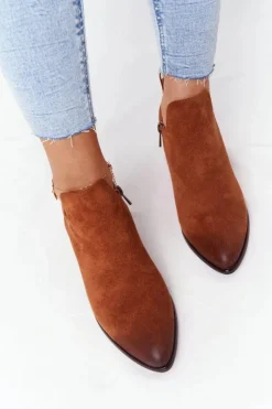 Damskie Buty damskie Vinceza Botki Z Wycięciami Na Słupku Vinceza 21-10558 Camel