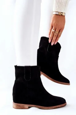 Outlet Boto Botki Zamszowe Czarne Polon