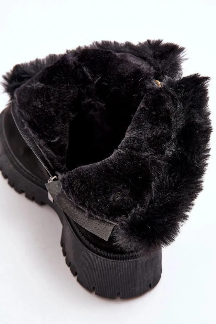 Evento Botki Ocieplane|Damskie Trapery*Botki Zamszowe Damskie Z Futerkiem Czarne Hasiva Czarny