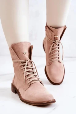 Clearance Boto Botki Zamszowe Nicole Różowe 2697
