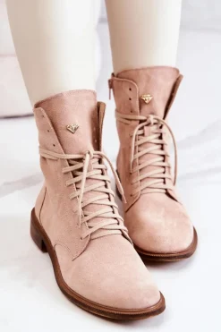 Clearance Boto Botki Zamszowe Nicole Różowe 2697