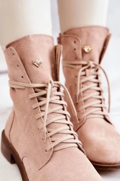 Clearance Boto Botki Zamszowe Nicole Różowe 2697