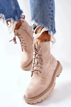 Discount Boto Botki Zamszowe Zamek Beżowe Belados