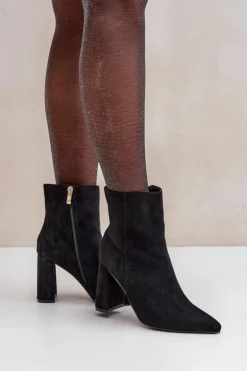 Hot Boto Botki Ze Szpiczastymi Noskami Na Słupku Eko Zamszowe Czarne Artolla