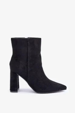 Hot Boto Botki Ze Szpiczastymi Noskami Na Słupku Eko Zamszowe Czarne Artolla