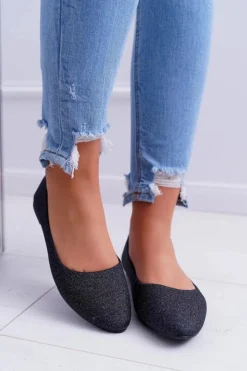 Clearance Boto Brokatowe Baleriny Czarne Tiffy