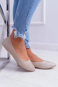 Online Boto Brokatowe Baleriny Złote Tiffy