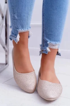 Online Boto Brokatowe Baleriny Złote Tiffy