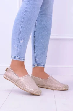 Outlet Boto Brokatowe Espadryle Lu Boo Złote