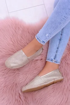 Outlet Boto Brokatowe Espadryle Lu Boo Złote
