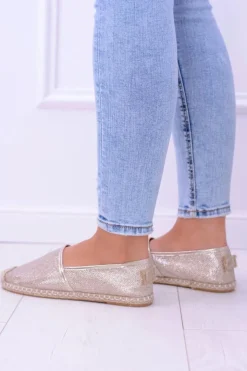 Outlet Boto Brokatowe Espadryle Lu Boo Złote