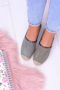 Boto Czarne Espadryle*Brokatowe Espadryle Lu Boo Khaki