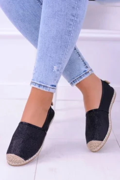 Boto Czarne Espadryle*Brokatowe Espadryle Lu Boo Czarne