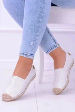 Damskie Boto Brokatowe Espadryle Lu Boo Białe