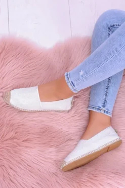 Damskie Boto Brokatowe Espadryle Lu Boo Białe