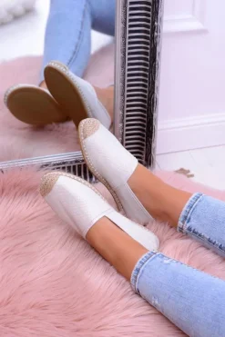 Damskie Boto Brokatowe Espadryle Lu Boo Białe