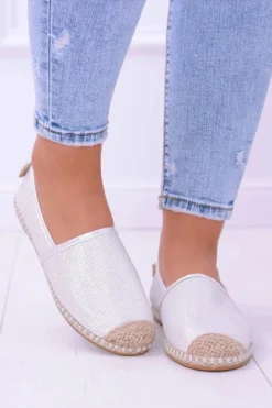 Damskie Boto Brokatowe Espadryle Lu Boo Białe