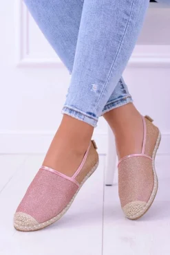 Damskie Boto Brokatowe Espadryle Lu Boo Różowe Złoto